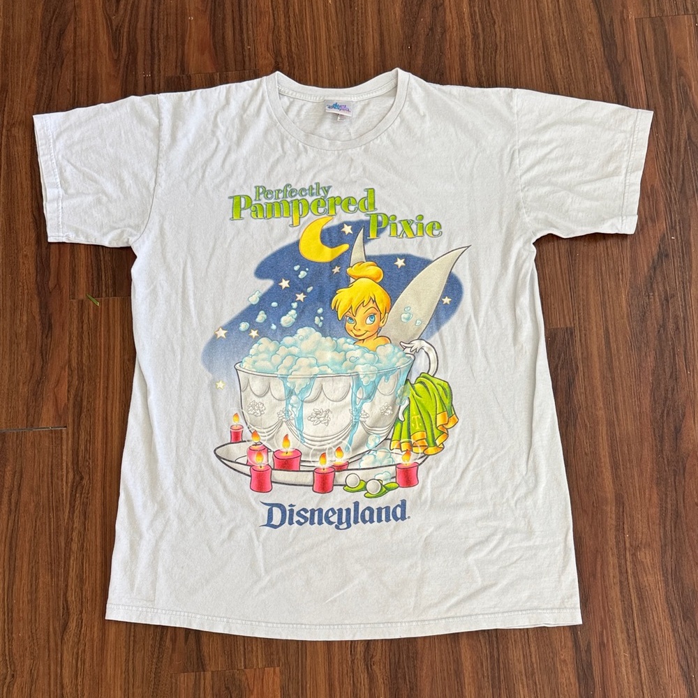 4/$45 Disneyland Tinkerbell Graphic T-Shirt Dress One Size Light Blue